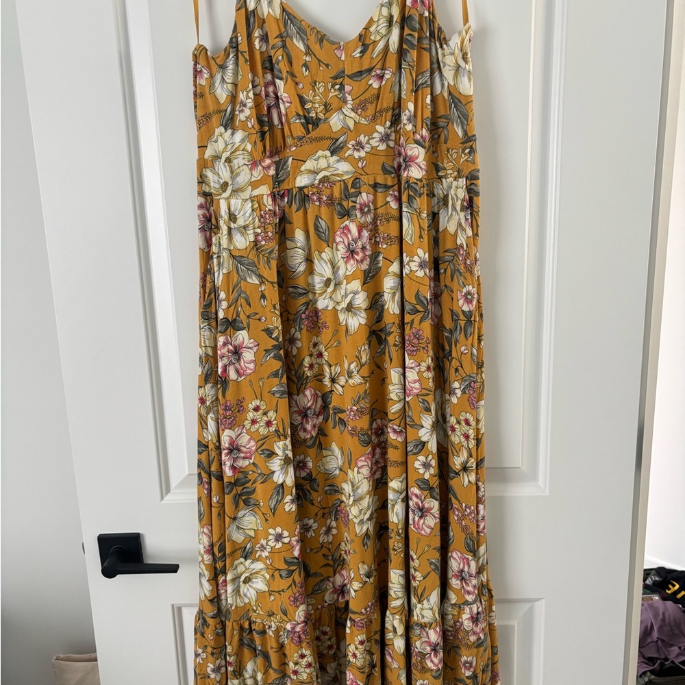 Torrid Floral Mustard Maxi Dress